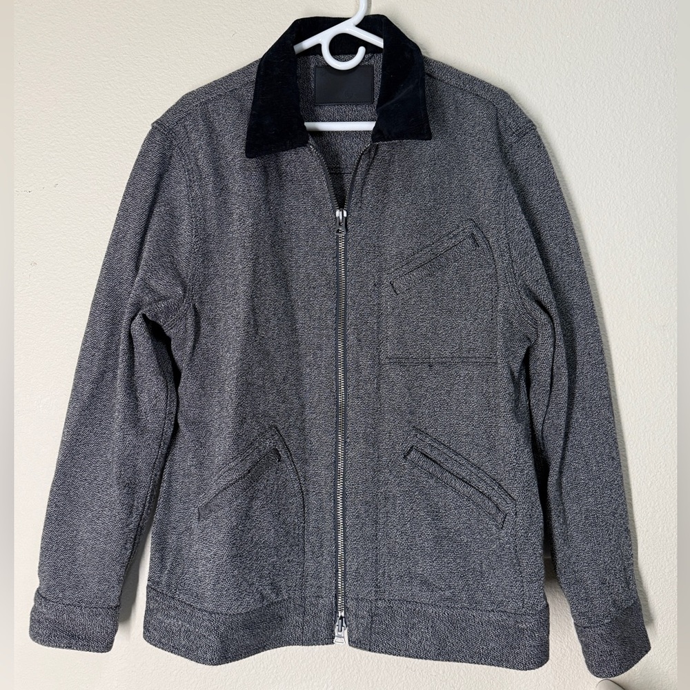 Taylor Stitch Men's Gray Lightweight Shirt Jacket with Black Collar